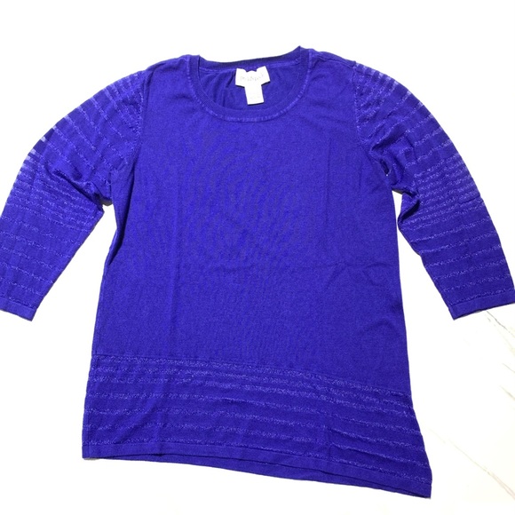 Peck & Peck Royal Blue Asymmetrical Knit Tunic Sweater Size Small - Picture 2 of 9